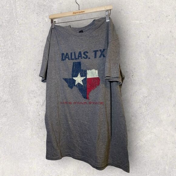 Texas Map Dallas  Men’s T Shirt Blue Size Grey Star Cotton Polyester - Picture 1 of 5